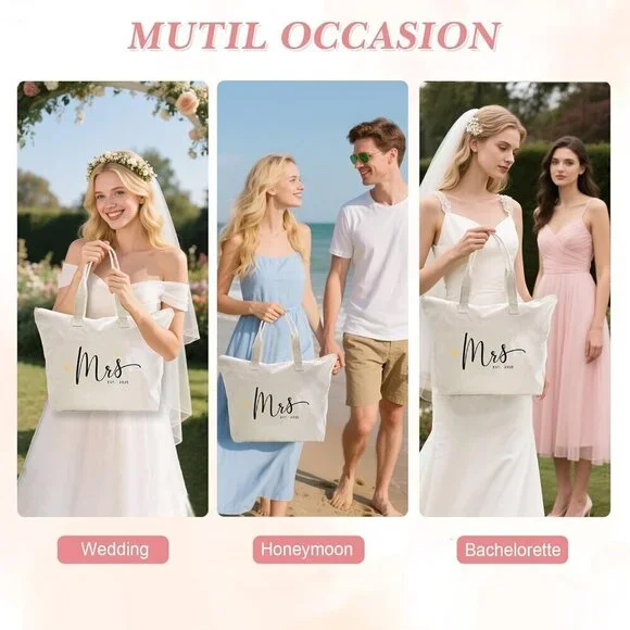 Bride tote bag Canvas 2025 Mrs. Bride Gift Wedding Engagement Bachelorette - Picture 9 of 9